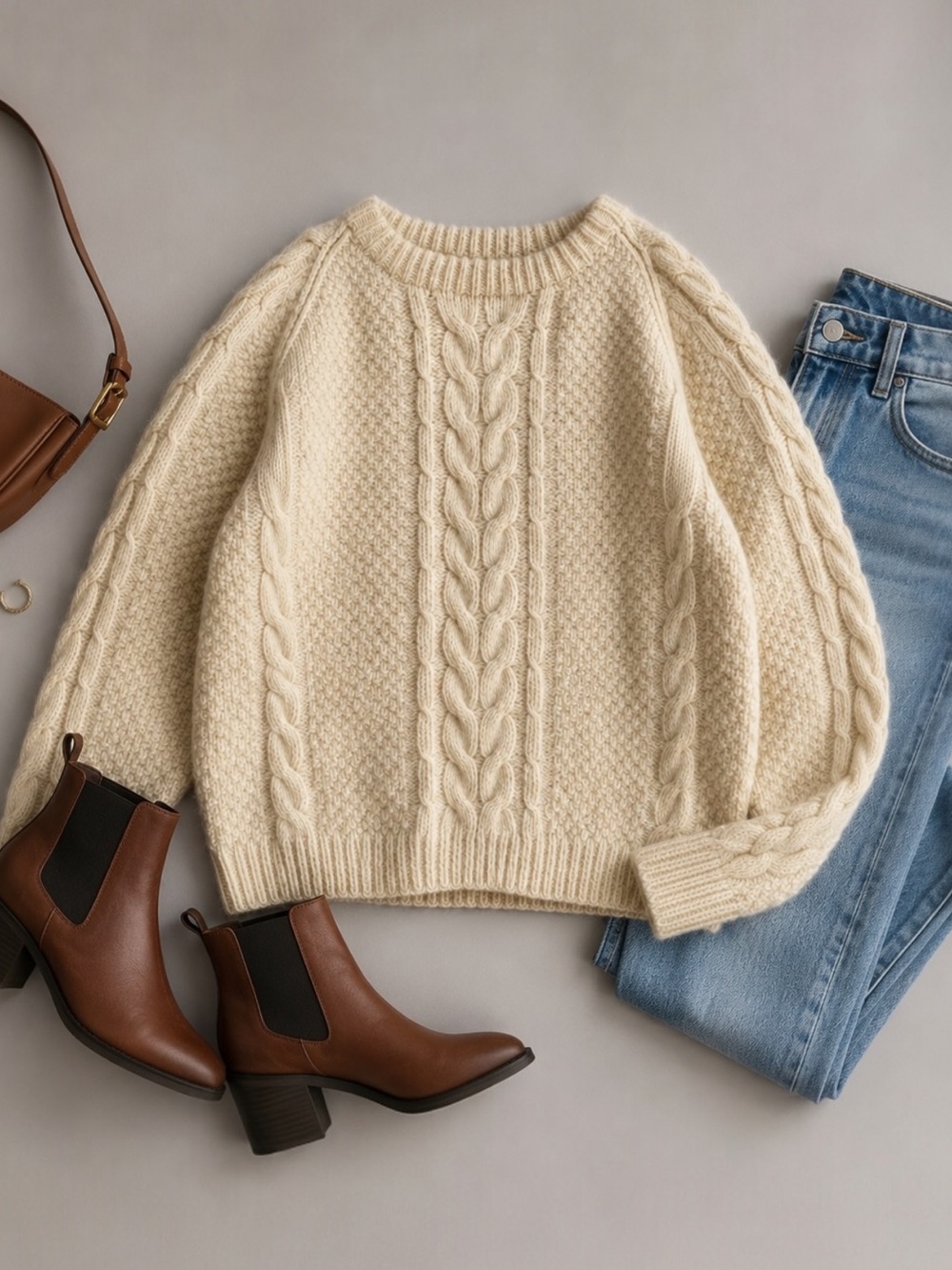 Vintage 100% Wool Fisherman Sweater XL Cream Chunky Cable Knit Cottagecore Cozy